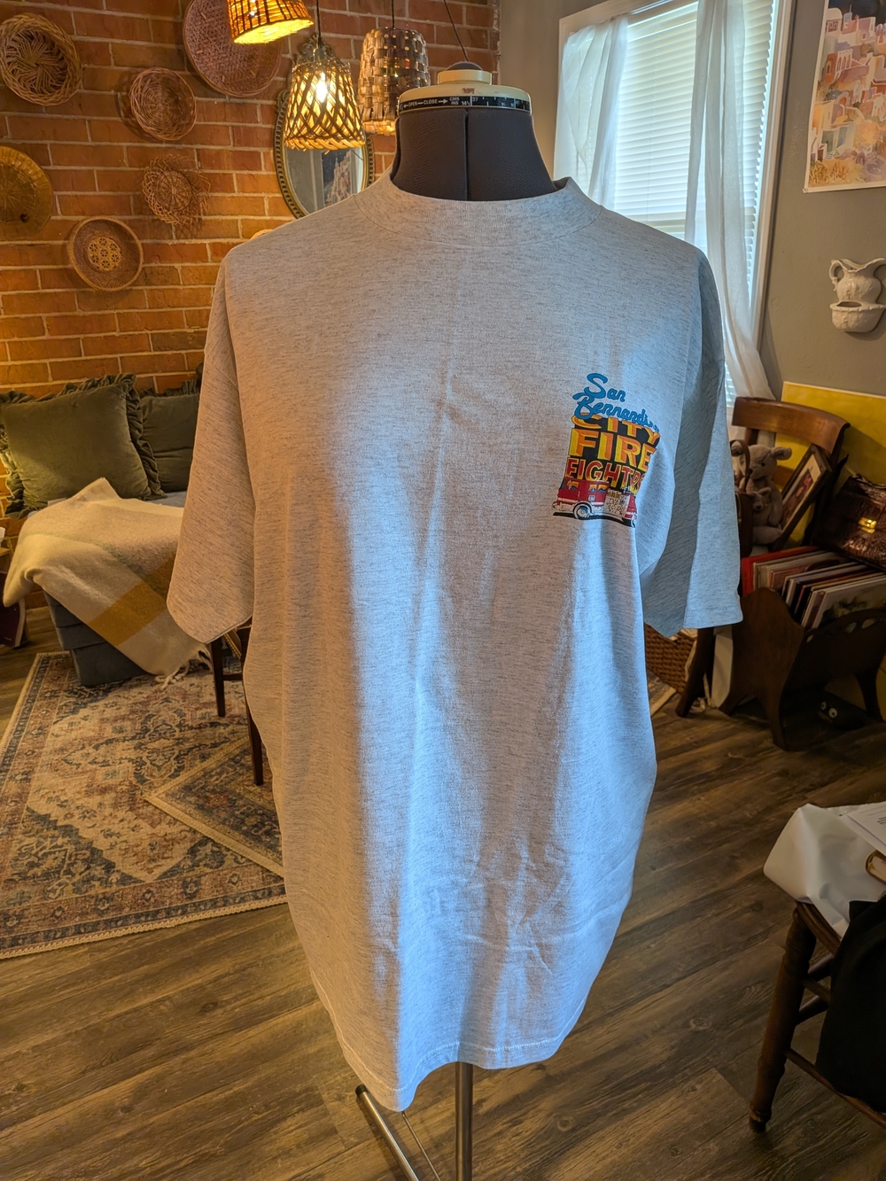 San Benito Firefighters Gray Graphic Tee Vintage 1994